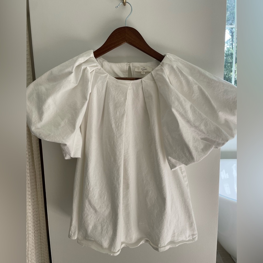 Puff Sleeve Cotton Ivory Top